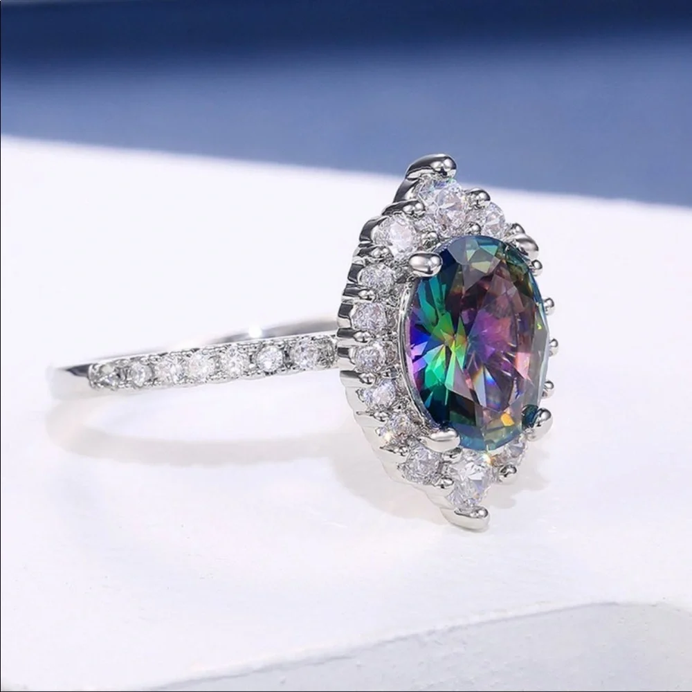 New 925 Silver Colorful Topaz Ring - Picture 3 of 8